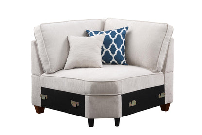 Ball & Cast 127" L-Shaped Sectional Couch with Movable Ottoman&6 Throw Pillow,7 Seat Chenille Upholstered Sofa W/2 Cup Holder,USB Port&Hidden Storage Box,DIY Combination,for Livingroom,Apartment,Beige