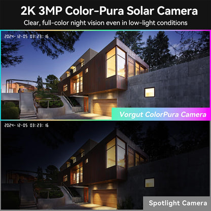 Solar Security Camera System Wireless Outdoor, 4pcs 2K Solar Powered Home Security Cameras, Full Color Night Vision, 360° Pan Tilt, Human Detection, 2.4G/5G WiFi 10CH NVR with 500G HDD