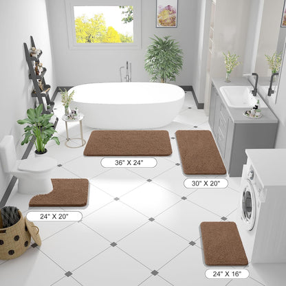 OLANLY Bathroom Runner Rugs - Extra Soft Chenille Bath Mats | Quick Dry, Machine Washable, 44x24 Mocha