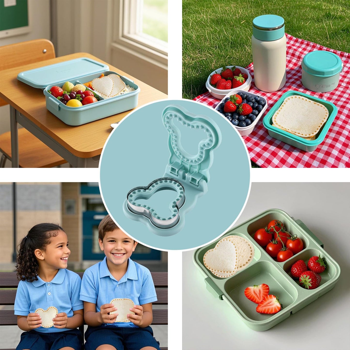 Sandwich Cutter and Sealer, Crustless Mouse Shaped Cutters for Kids Lunch, Cute Sandwich Maker Peanut Butter and Jelly Crustless Sandwich Bread for Kids Children Boys Girls (Blue)