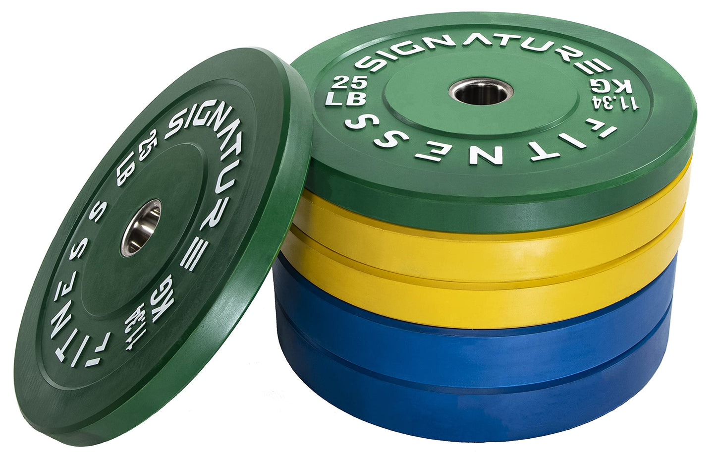Fitvids 2" Olympic Bumper Plate Weight Plates with Steel Hub, 210LB Set (2X 25/35/45LB), Colored