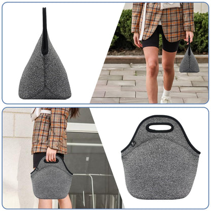 LOVAC Insulated Neoprene Lunch Bag for Men,Reusable Lunch Tote,Durable and Waterproof Lunch Bags,Soft and Lightweight (Black-Grey)