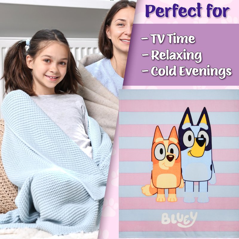 Bluey Fleece Bed Blanket for Kids Super Soft Blanket Fleece Throws 59 x 51 Inches Warm Sofa Bed Throw, Gifts for Kids
