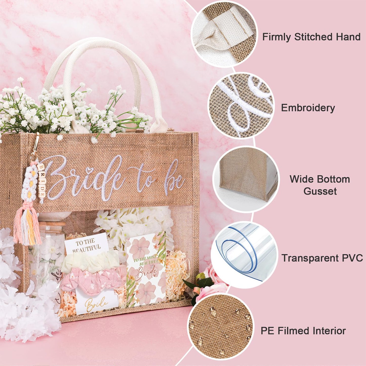 Elysirise Bridal Shower Gifts for Bride to Be,Bachelorette Gifts Wedding Engagement Gift for Bride,Bridal Tote Bag Glass Cup Gift