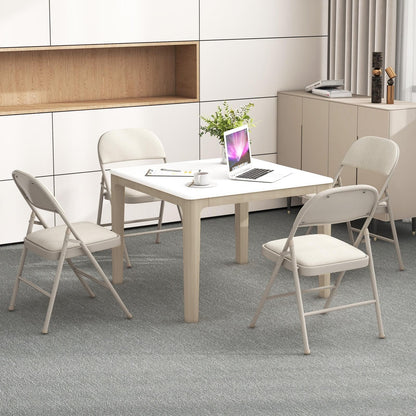 TANGZON 2/4/6 Pack Fabric Padded Folding Chairs, Steel Frame Conference Chairs with Backrest & Non-Slip Foot Pads, Easy Storage Event Hall Guests Seat for Home Office Reception (6pcs,Mid Back,Beige)