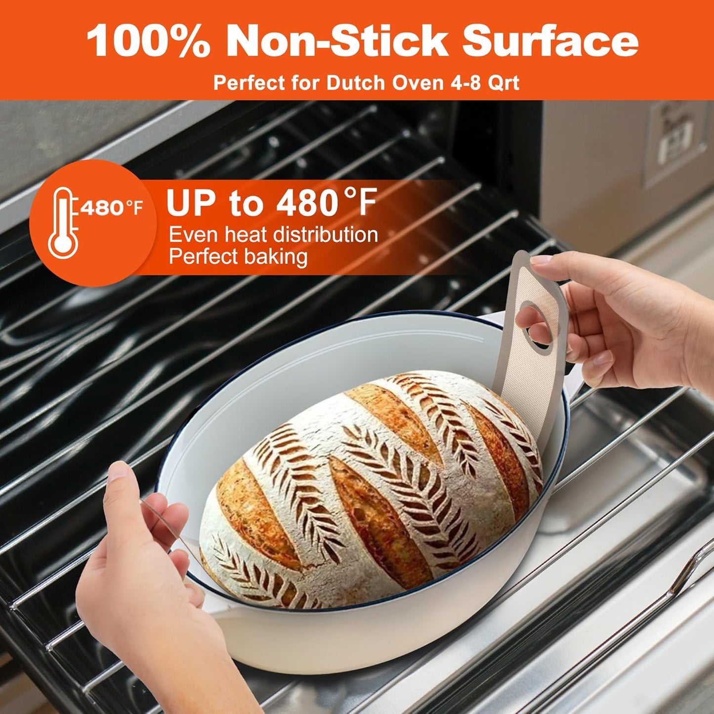 3 Size Sourdough Silicone Bread Sling, Non-Stick & Easy Clean Reusable Baking Mat for Dutch Oven