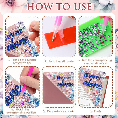 INCOK Christian Diamond Painting Bookmarks - 8 Pcs Bible Verse Triangle Diamond Art Corner Bookmarks Kits Inspirational Flower Religious DIY Bookmarks for Reading Lover Beginner Adults Crafts Kit Gift