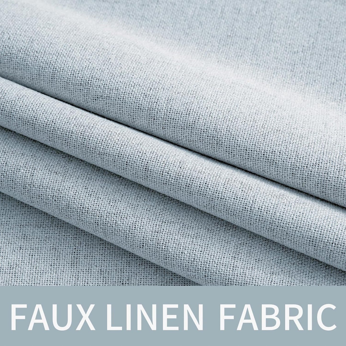 MIULEE Blackout Curtains - 100% Thermal Insulated Linen Textured Drapes | Chambray Blue, 52 x 63 Inch (2 Panels)