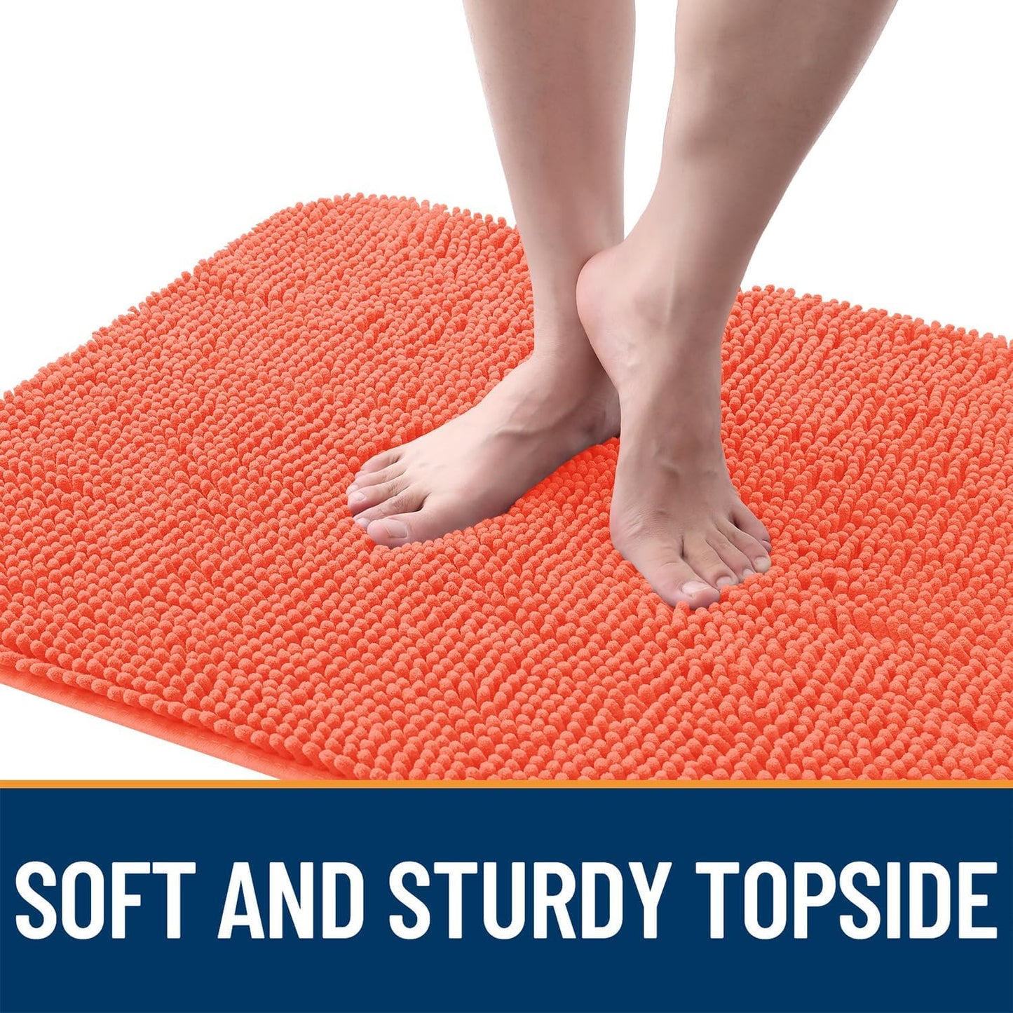 OLANLY Dog Door Mat - Absorbent Non-Slip Chenille Mat for Muddy Paws | 50x30 Coral Indoor Entryway Carpet