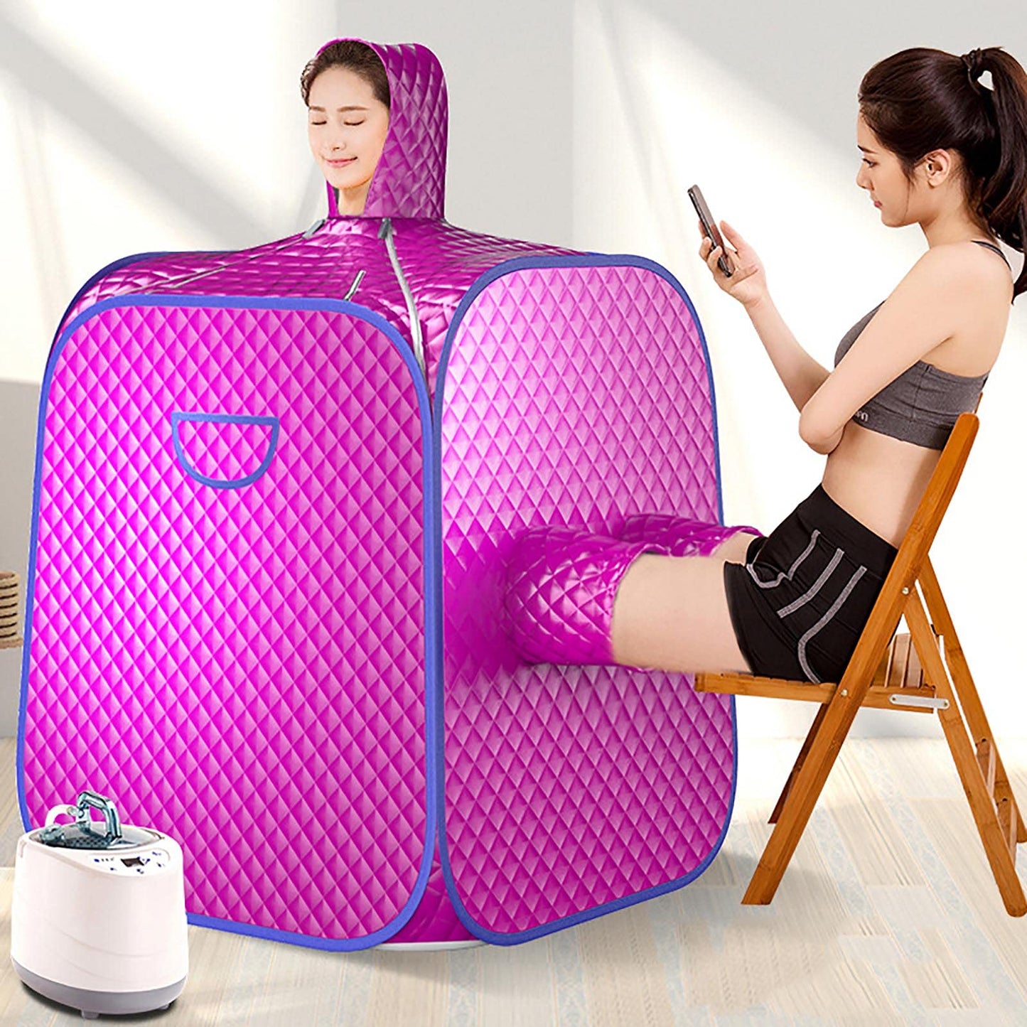 Home Spa Steam Sauna Kit Personal Full Body Portable Spa Sauna Hat Tent 2L Portable Light Sauna with Remote Control Timer