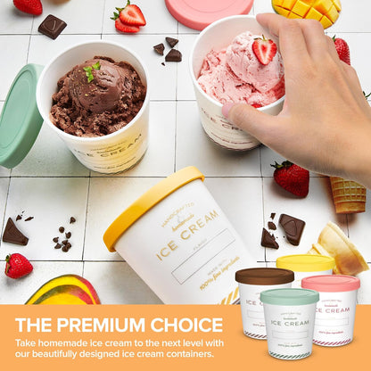 16 oz 4-Pack Frozen 1 Ice Cream Containers with Airtight Silicone Lids ( ) Homemade Ice Cream Container perfect