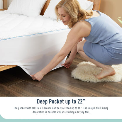 18-22" Queen Mattress Pad Cotton Mattress Pad Cover Quilted Mattress Cover Deep Pocket Mattress Protector Queen Size