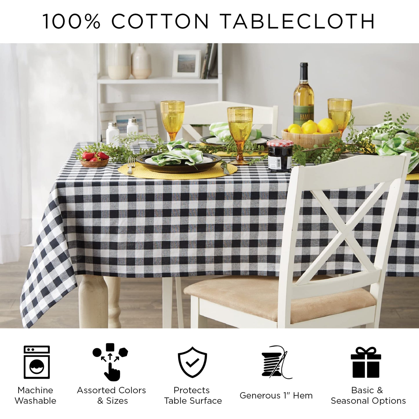 DII 100% Cotton, Machine Washable, Everyday Damask Kitchen Tablecloth for Dinner Parties, Summer & Outdoor Picnics - 60x84 Seats 6 to 8 People, Tango Red