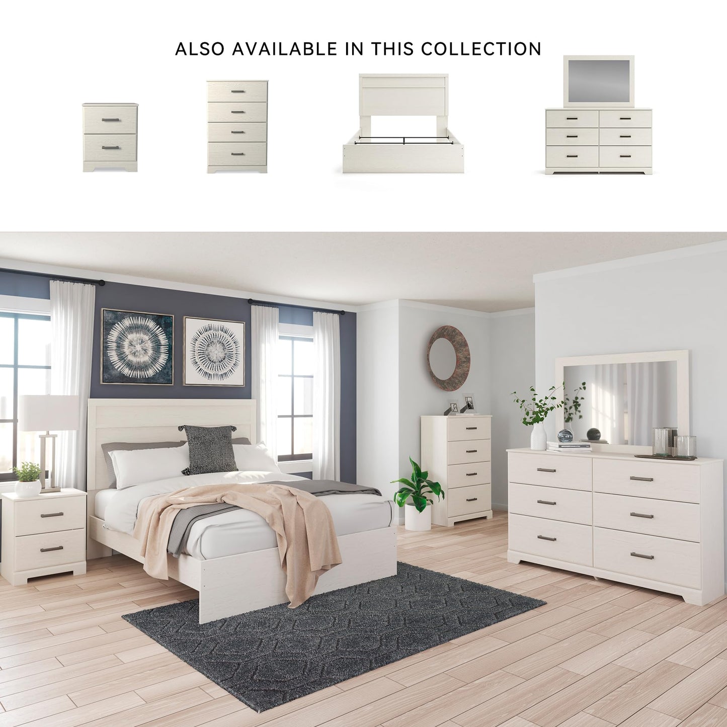 Signature Design by Ashley Stelsie Modern Scandinavian 6 Drawer Dresser, Whitewash
