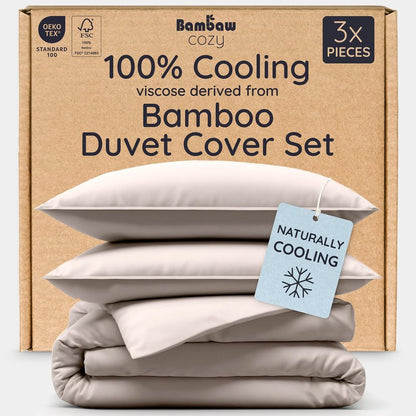 Bambaw 100% Viscose Derived from Bamboo Duvet Cover King Size – 3 Piece Duvet Cover Cooling King Size, Extra Soft & Breathable, Includes 2 King Pillow Shams, No Comforter (Sand)