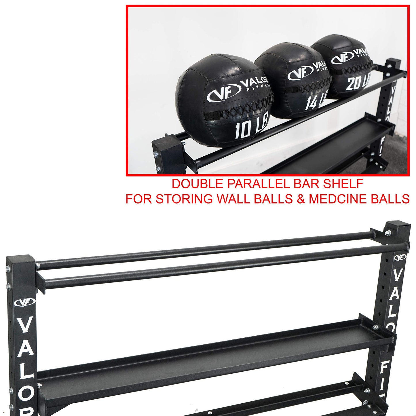 Valor Fitness Heavy Duty 4-Tier Gym Equipment Storage Rack – Organize Kettlebells, Dumbbells, Medicine Balls, Bumper Plates & 4 Barbells, 1200 lb Capacity for Home Gym Sports Equipment Organizer