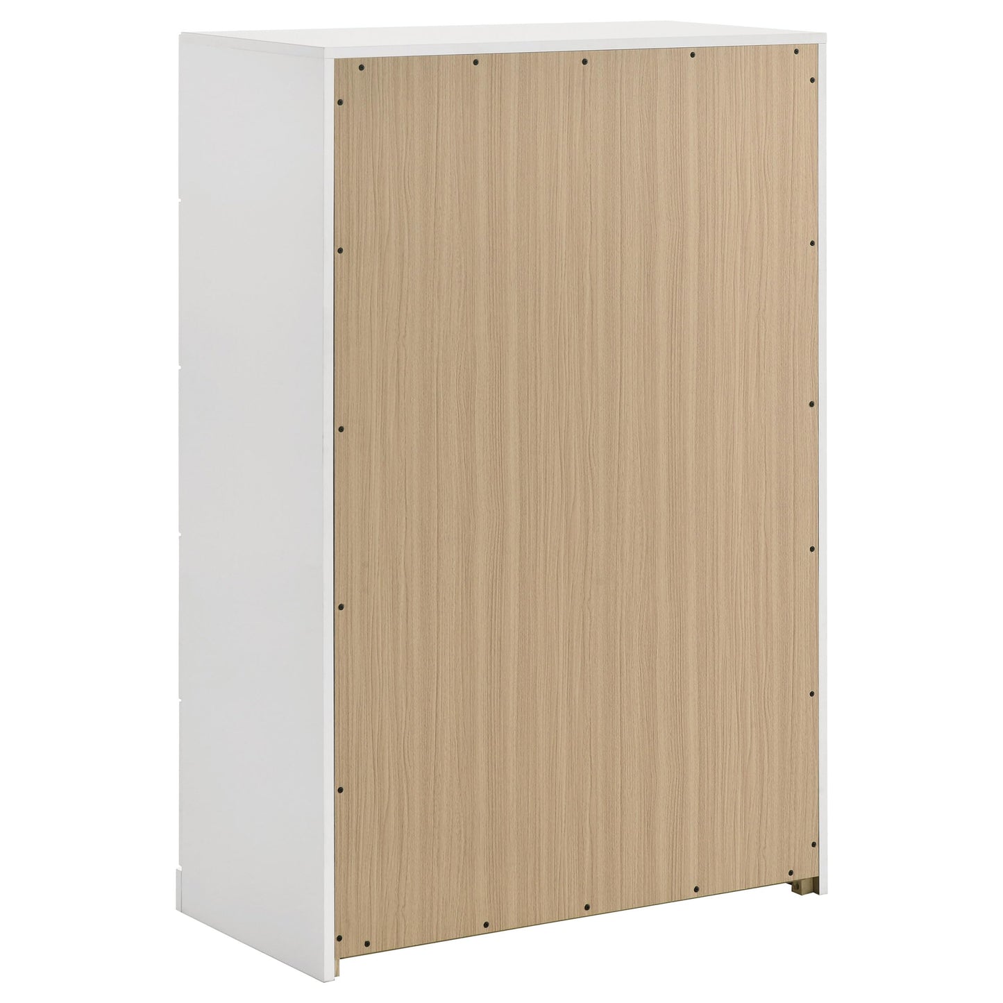 Coaster Home Furnishings - INES - Wood - 5-Drawer Chest with Vertical Gold Pulls, English Dovetail Joinery and Contemporary Design - Bedroom - White High Gloss - 223095