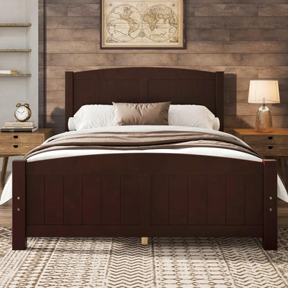 KEIKI Solid Pine Wood Full Size Bed Frame, Full Bed Platform with Headboard and Footboard, Solid Wood Slat Support, No Box Spring Needed, Modern Style Bedframe, Easy Assembly, Noise Free