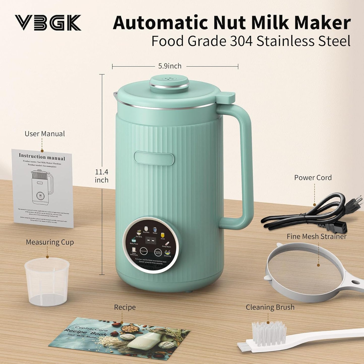 8 1 20 Bladers,40oz VBGK in Nut Milk Maker Blender With Soy, Almond, Oat, Coconut, Plant Based and Non Dairy Beverages