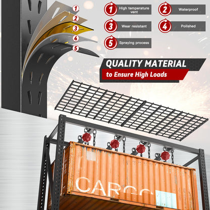 Bepatio 8000LBS Heavy Duty Garage Shelving,77"W Industrial Storage Shelves,4 Tier Adjustable Metal Shelving Unit,Rust Proof Large Tall Steel Rack for Basement,Warehouse,Commercial Use24"D x 72"H,Black