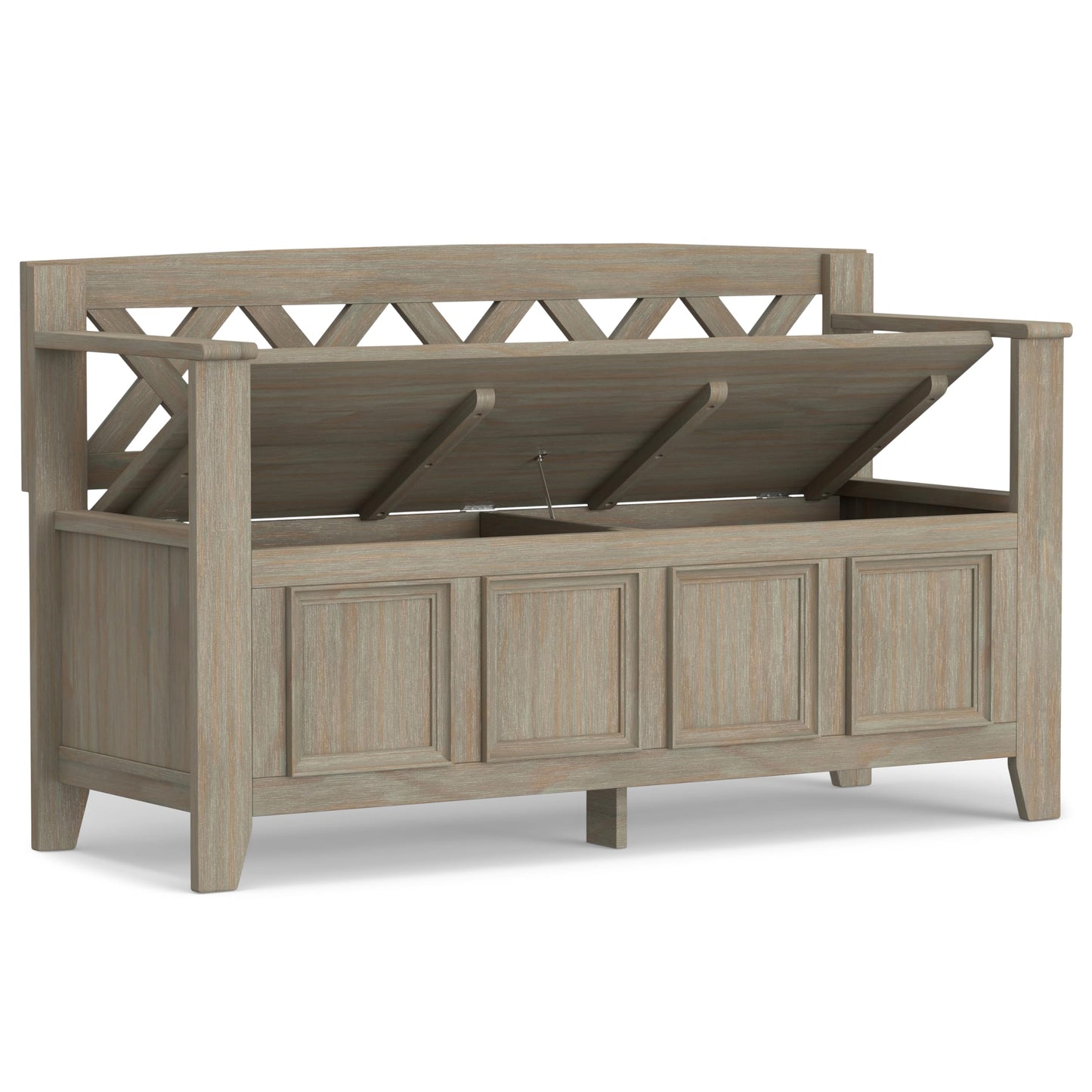SIMPLIHOME Amherst Entryway Storage Bench - 48 inch Wide Solid Wood Hallway Seat in Distressed Grey, Transitional Bench for Entryway or Living Room with Lift-Up Lid and Spacious Storage