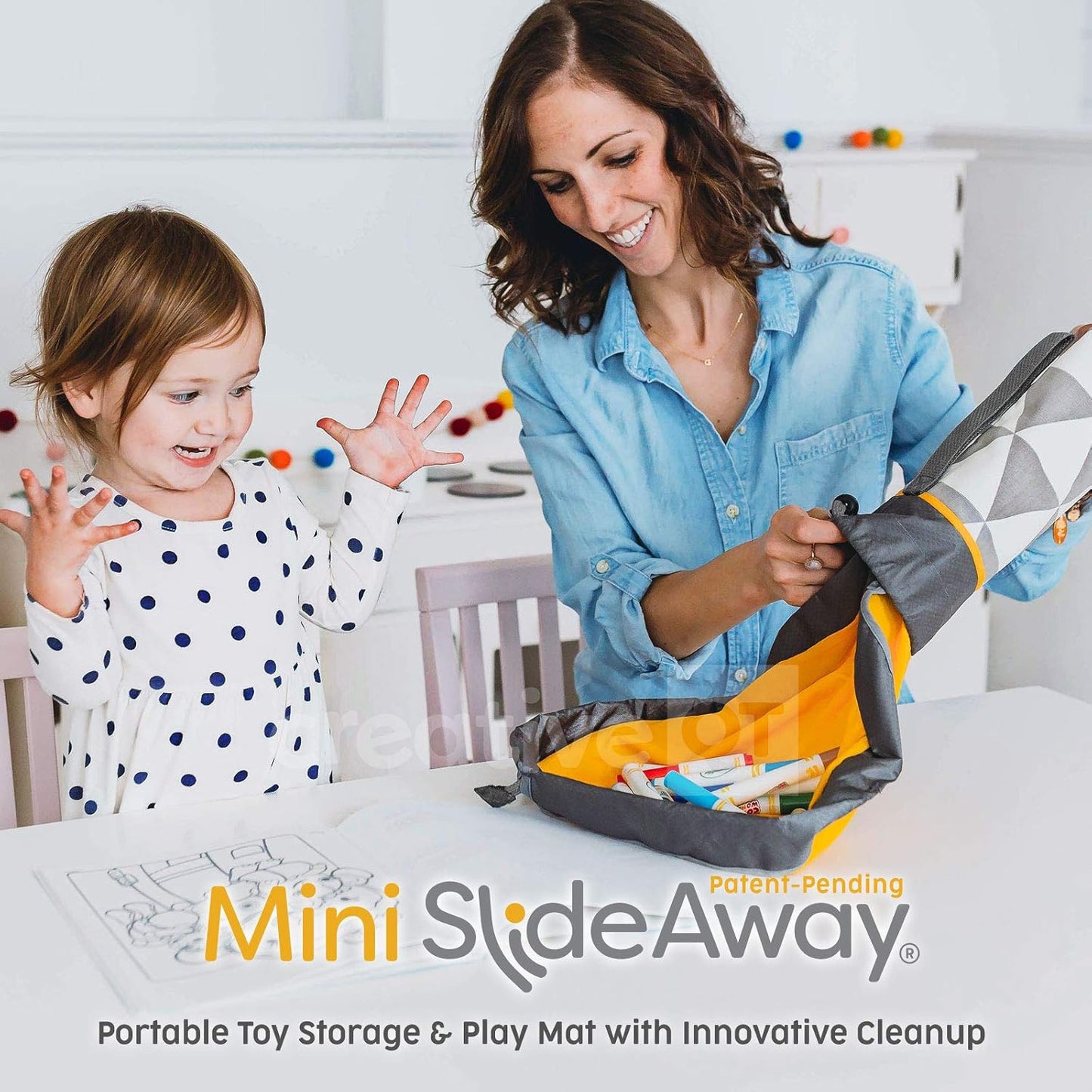 Creative QT On-The-Go Mini Storage Bag and Table Top Play Mat, Buffalo Check Print, Toy Organizer for Kids and Toddlers