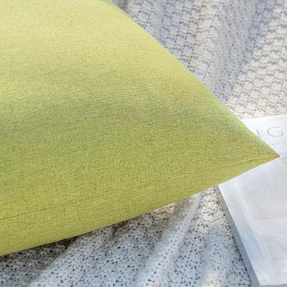MIULEE Decorative Outdoor Throw Pillow Covers - Waterproof Faux Linen Cushion Cases | 20x12 Inch, Moss Green (Pack of 2)