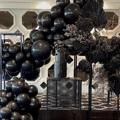 PartyWoo Black Balloons - 127-Piece Matte Latex Balloon Arch Kit for Graduation, Halloween, & Birthdays | Various Sizes 5-18 Inch