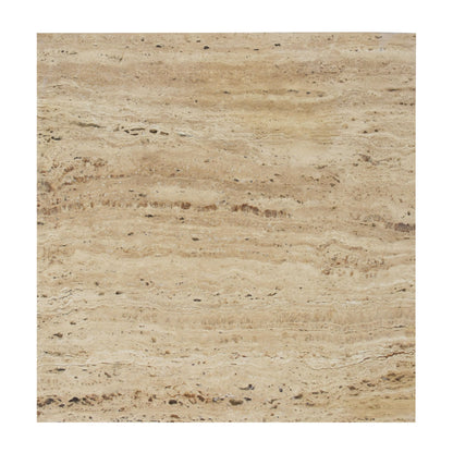 JONATHAN Y Cecil Modern 18.5" Square Natural Marble End Table with Cross Base, Glossy Travertine Solid Stone Accent Side Table for Living Room, Bedroom, Small Spaces, Fully Assembled MTB1104B