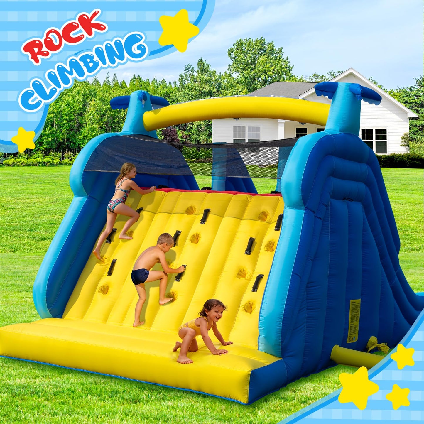 22FT Oxford Inflatable Water Slide Family Version of Water Park Equipped with a Pool Climbing Area and Slide Track Suitable for Summer Swimming Pool Parties and Family Gatherings （Include Blower）
