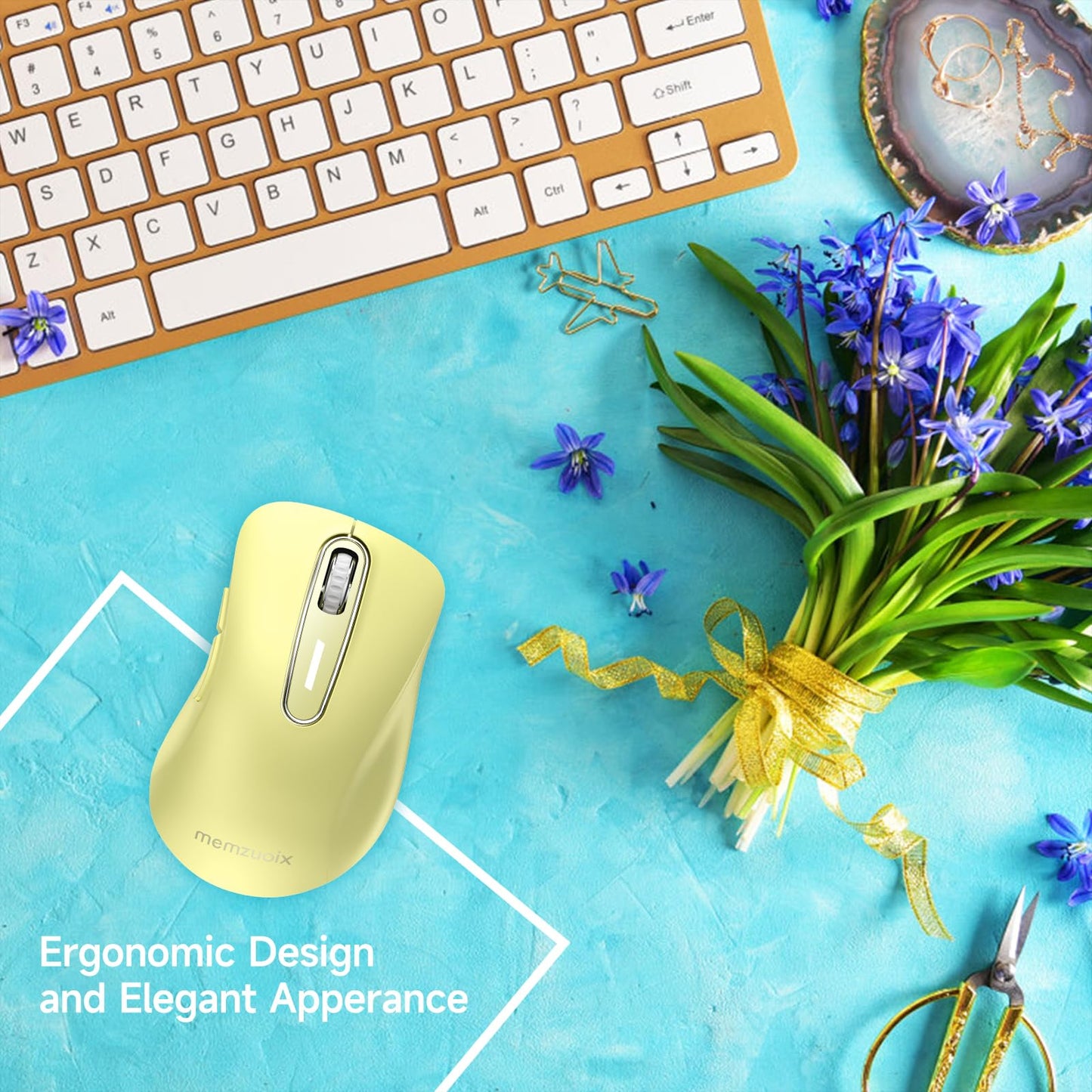 memzuoix 2.4G Wireless Mouse, 1400 DPI Mobile Optical Cordless Mouse with USB Receiver, Portable Computer Mice for Laptop, PC, Desktop, MacBook, 5 Buttons, Red