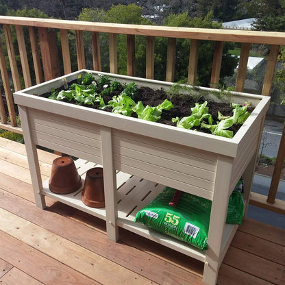 New Age Garden 48" Wide Elevated Planter Box, Raised Garden Bed for Flowers, Herbs & Vegetables, Durable, UV Resistant, Paintable and Easy to Assemble.