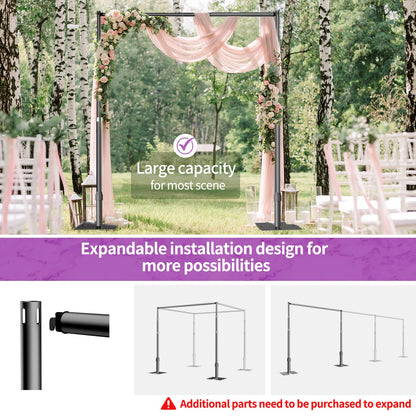 12x10 Pipe and Drape Stand Kit, Heavy Duty Backdrop Stand Adjustable, Sturdy Metal Back Drop Decoration Frame with Flat Base for Parties, Flower Wall, Wedding, Event,Trade Shows, Photo Shoot- Black