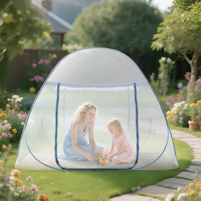 Pop-Up Mosquito Net Tent for Bed, Portable Folding Design Camping Travel Mosquito Tent with Net Bottom for Baby Adults, Easy to Install and Wash for Queen Size Bed 79 x 59 x 59 inch