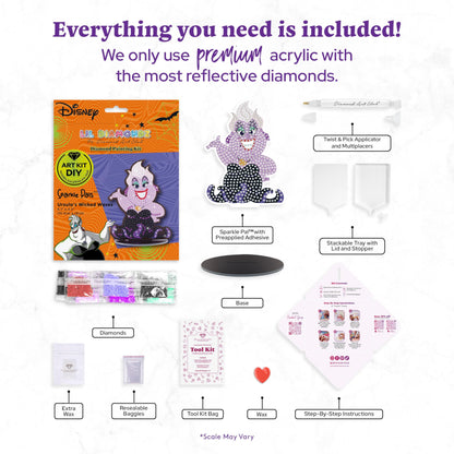 DIAMOND ART CLUB Sparkle Pals – Ursula's Wicked Waves, Diamond Painting Kit, Fun DIY Crafts for Adults, Diamond Art Craft for Beginners, 4.1" x 5.5"