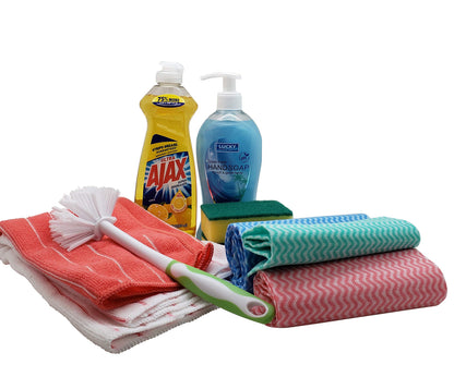 Dorm Room All Inclusive Kitchen Cleaning Kit comes with Dish soap, Sponges, Soap Hand Wash & More