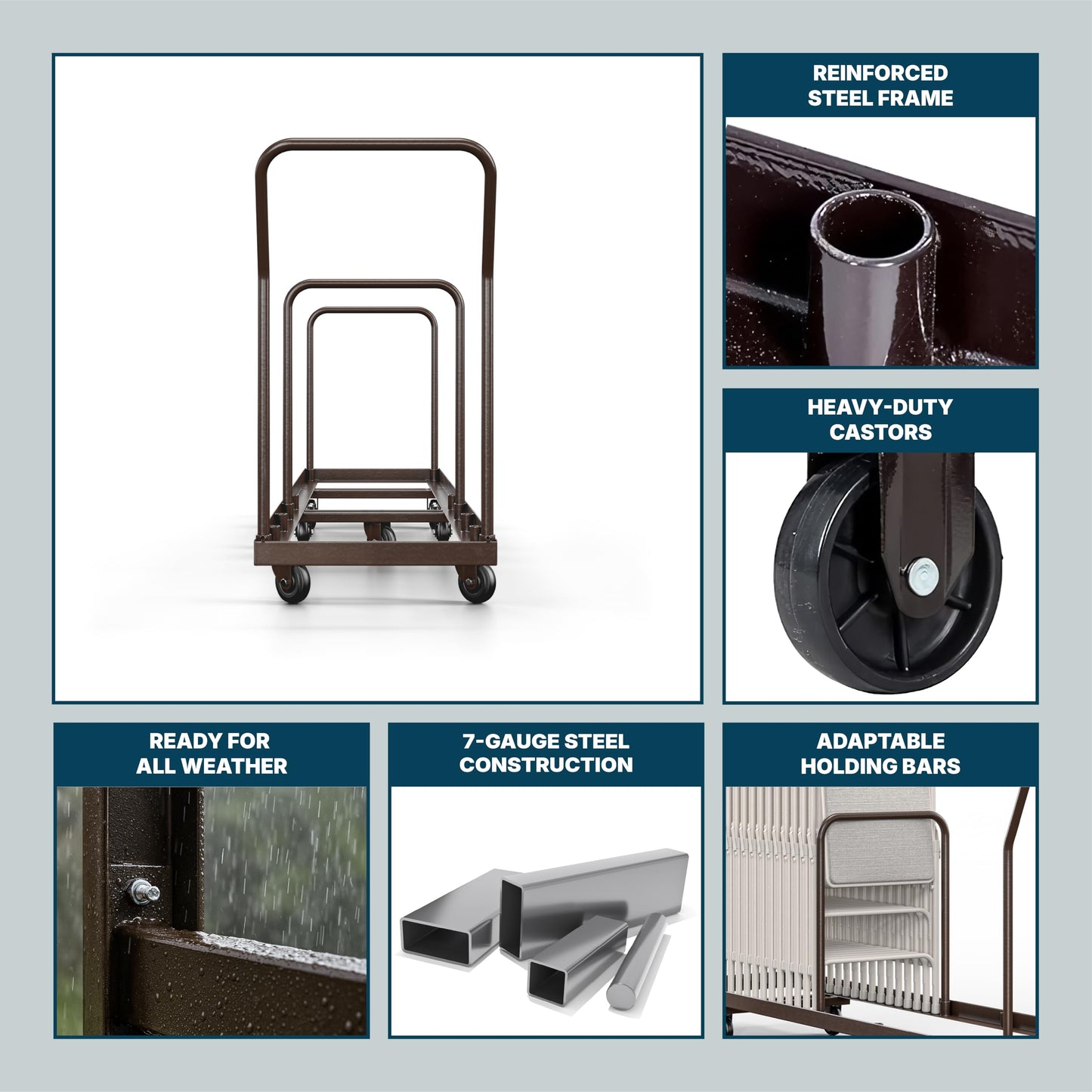 OEF Furnishings OEFDY-50 Folding Chair Dolly – Heavy-Duty Steel Cart (50-Chair Capacity, Vertical Stacking, Fits Most Standard Folding Chairs)
