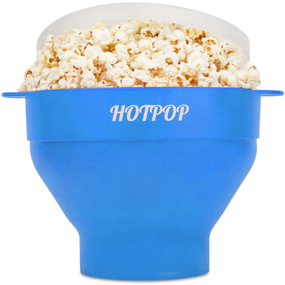 The Orginal HotPop Silicone Popcorn Maker - Microwave Popcorn Popper with Handles - Collapsible Bowl, Heat-Resistant, Easy to Clean, Ideal for Family Movie Nights, 15-Cup Capacity - Red