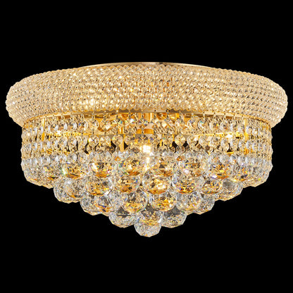 Homeooze 7 - Light Flush Mount Crystal Chandelier for Living Room Dining Room Entryway Hallway Bedroom Foyer Gold Finish