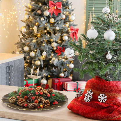 180 Pcs Christmas Pine Cones and Holly Berry Craft Set, Natural Pine Branch Decorations for DIY Home Gifts