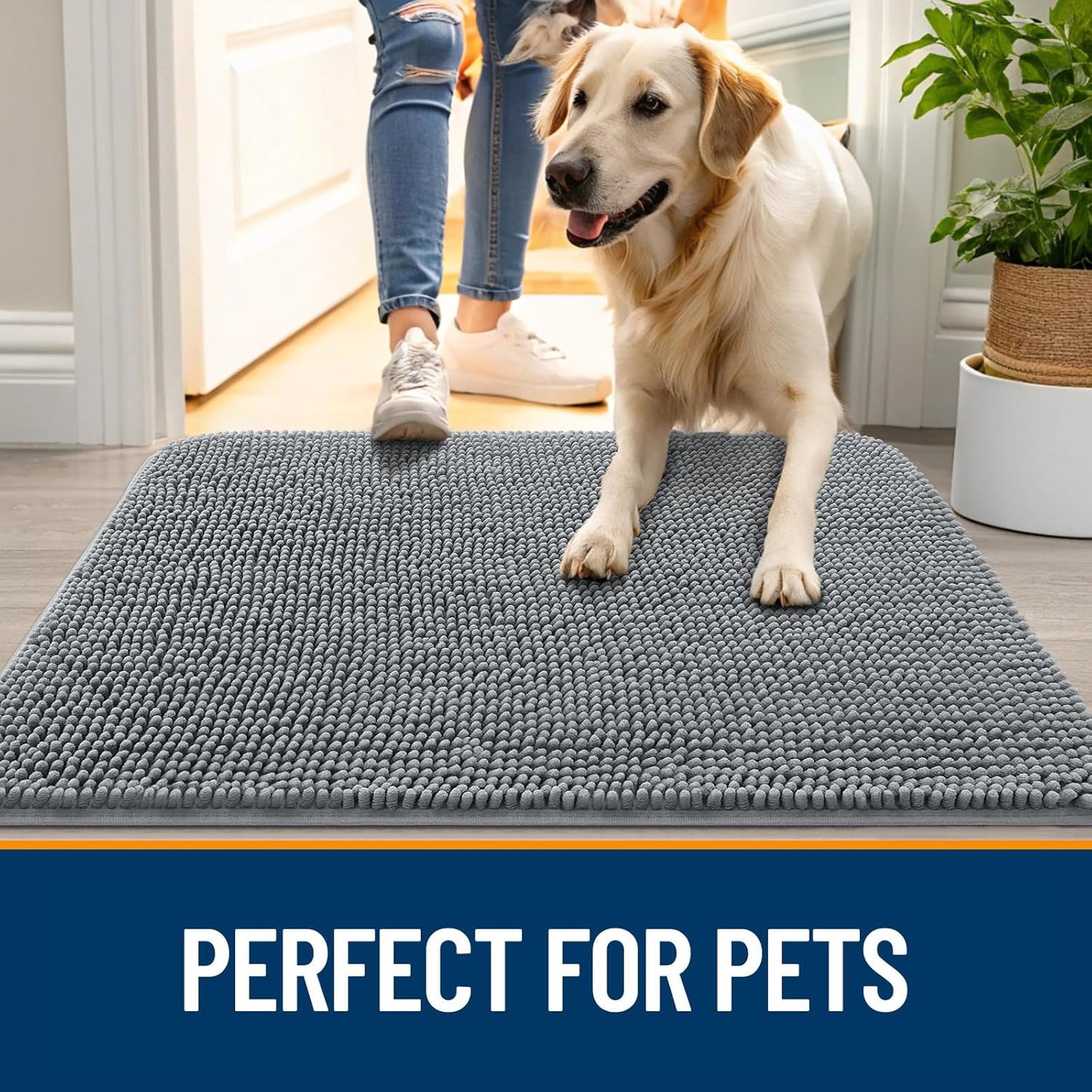 OLANLY Dog Door Mat - 5-Piece Bundle with 30x20 Size in Grey - Durable and Easy to Clean