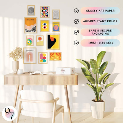97 Decor Large 11x14 Bauhaus Wall Art Prints - Large Abstract Wall Art Decor, Mid Century Modern Art Wall Decoration, Bauhaus Poster Modern Painting Geometric Pictures For Bedroom Living Room (unframed)