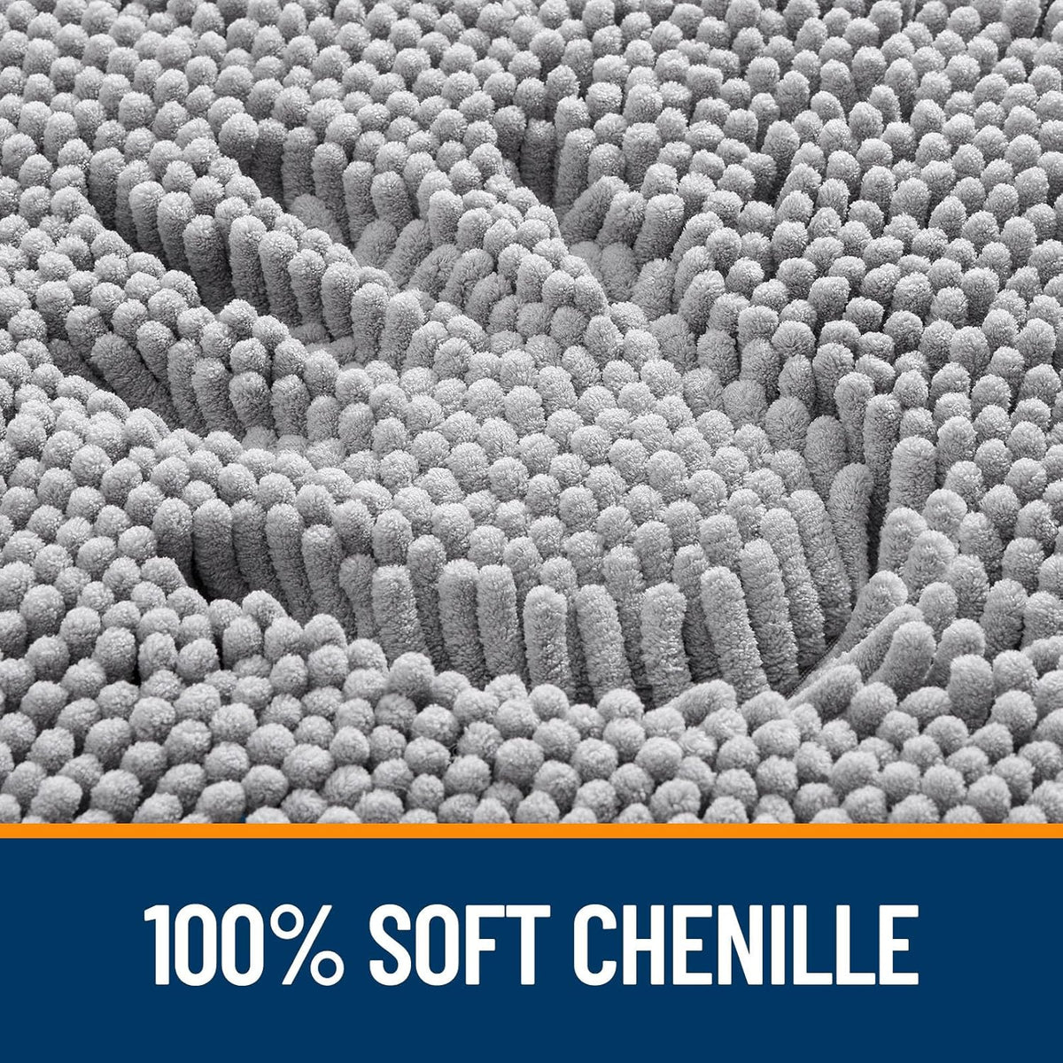 OLANLY Bathroom Rugs - Extra Soft Chenille Bath Mats with Rubber Backing | Quick Dry, Machine Washable, 30x20, Grey