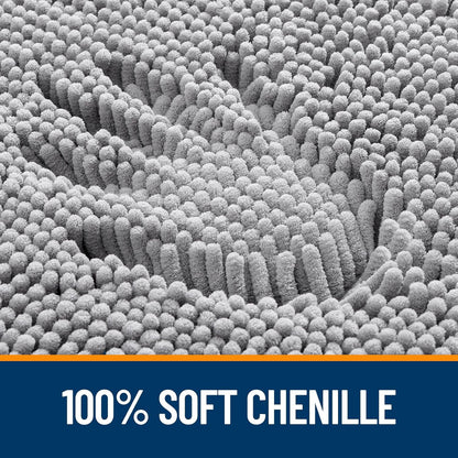 OLANLY Bathroom Rugs - Extra Soft Chenille Bath Mats with Rubber Backing | Quick Dry, Machine Washable, 30x20, Grey