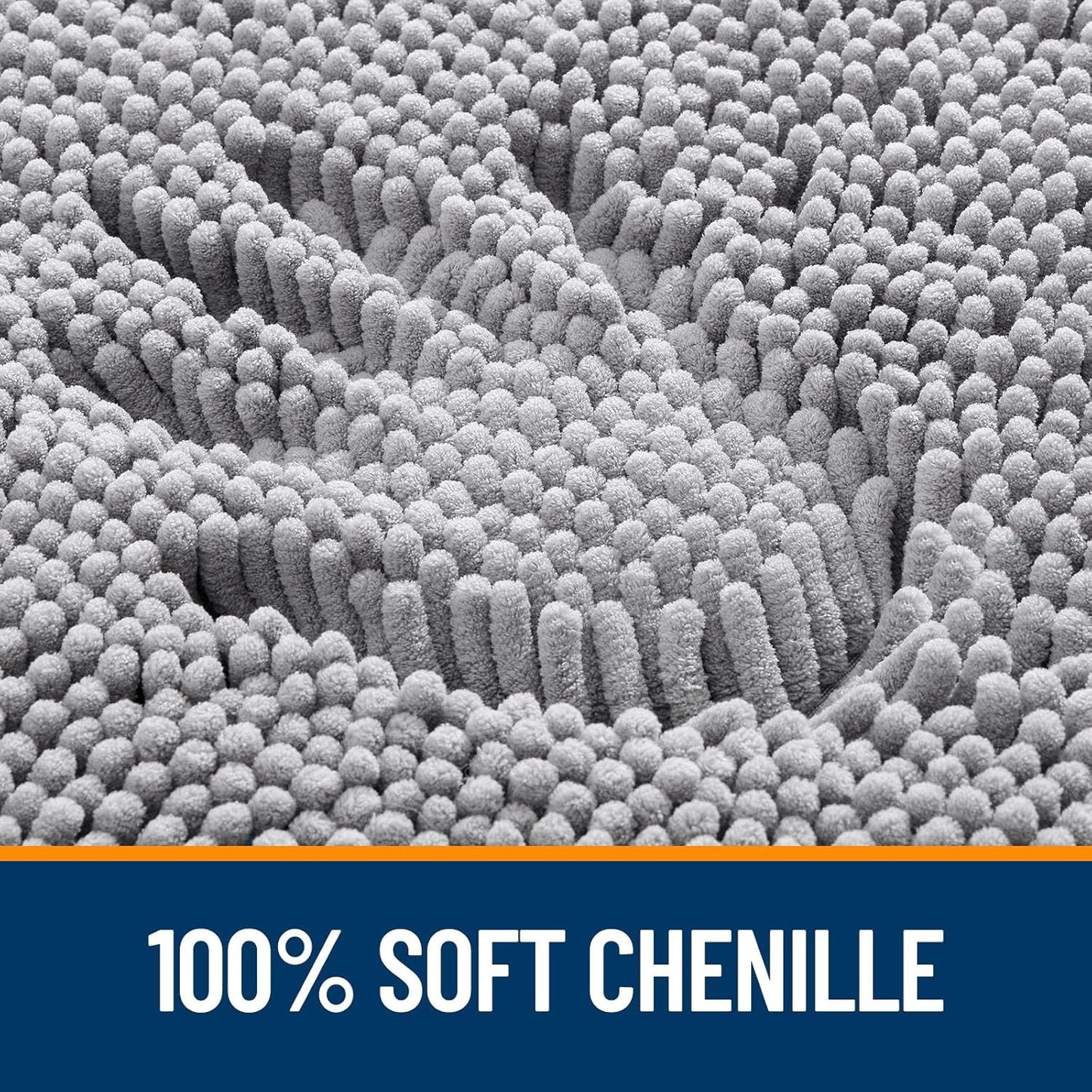 OLANLY Large Bath Rugs - Extra Soft Chenille, Quick-Dry & Machine Washable | 59x35 Inches, Grey
