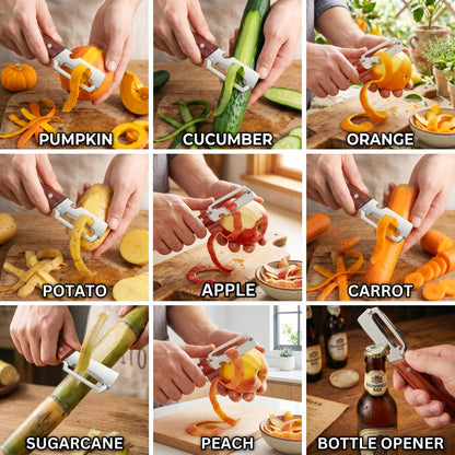 Multifunctional Vegetable Peeler for Kitchen & Bottle Opener,2 in 1 Stainless Steel Paring Knife for Fruit Veggie,Kitchen Gadgets for Sugar Cane Potato Fruit Pineapple Pumpkin Veggie Peeler