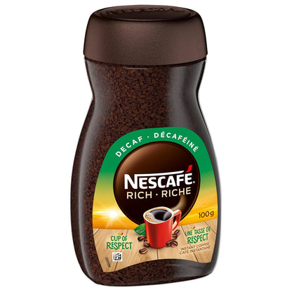 NESCAFÉ RICH Decaffeinated Dark Roast Instant Coffee - 100g Pack for Smooth Flavor