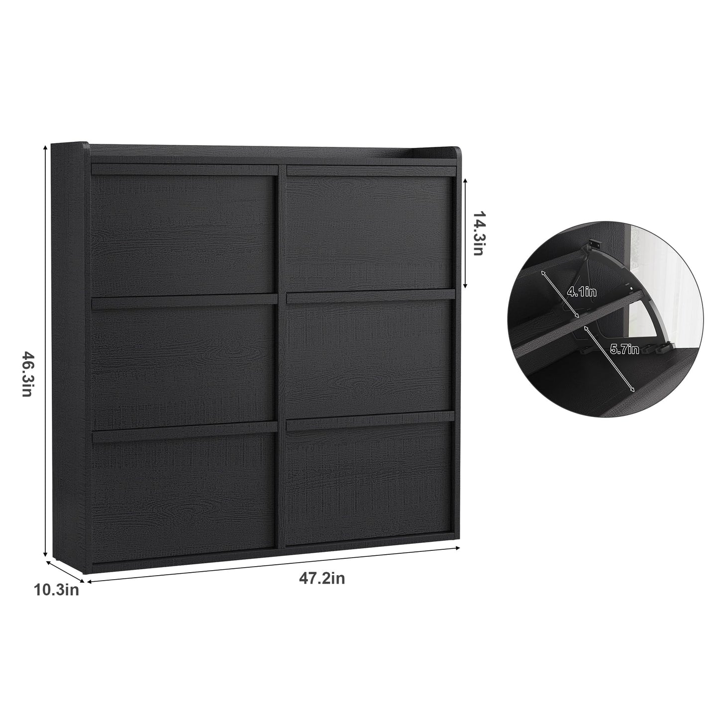IDEALHOUSE Shoe Cabinet with 6 Flip Drawers,Hidden Wood Shoe Storage with Adjustable Shelf,Freestanding Shoe Organizer Rack for Entryway,Hallway,Living Room(Black)