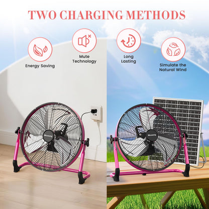 Micosong 18” Portable Battery Operated Fan, Rechargeable Cordless Camping Fan Outdoor, USB Output, 360° Tilt, 10~60h Runtime, Quiet, Wireless, Metal Blade, For Travel Gazebo Home Garage Gym RV Barn
