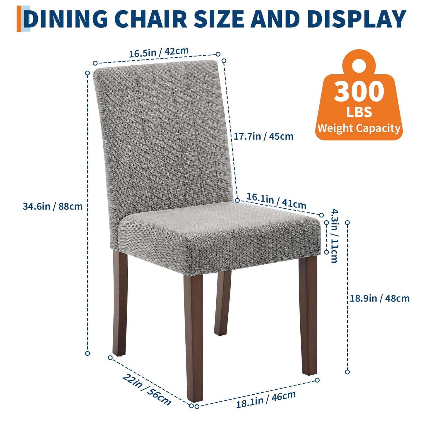 Garvee Upholstered Dining Chairs Set of 4, Button Tufted Parsons Chairs with Wood Legs and Padded Seat, Modern Fabric Side Chairs for Dining Room Kitchen Farmhouse Hotel, Gray
